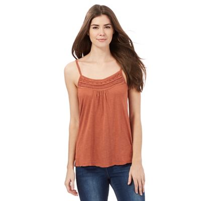 The Collection Brown bead embellished neck cami top